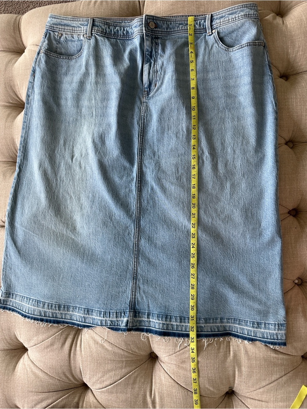 Talbots Light Blue Denim Button-Front Detail